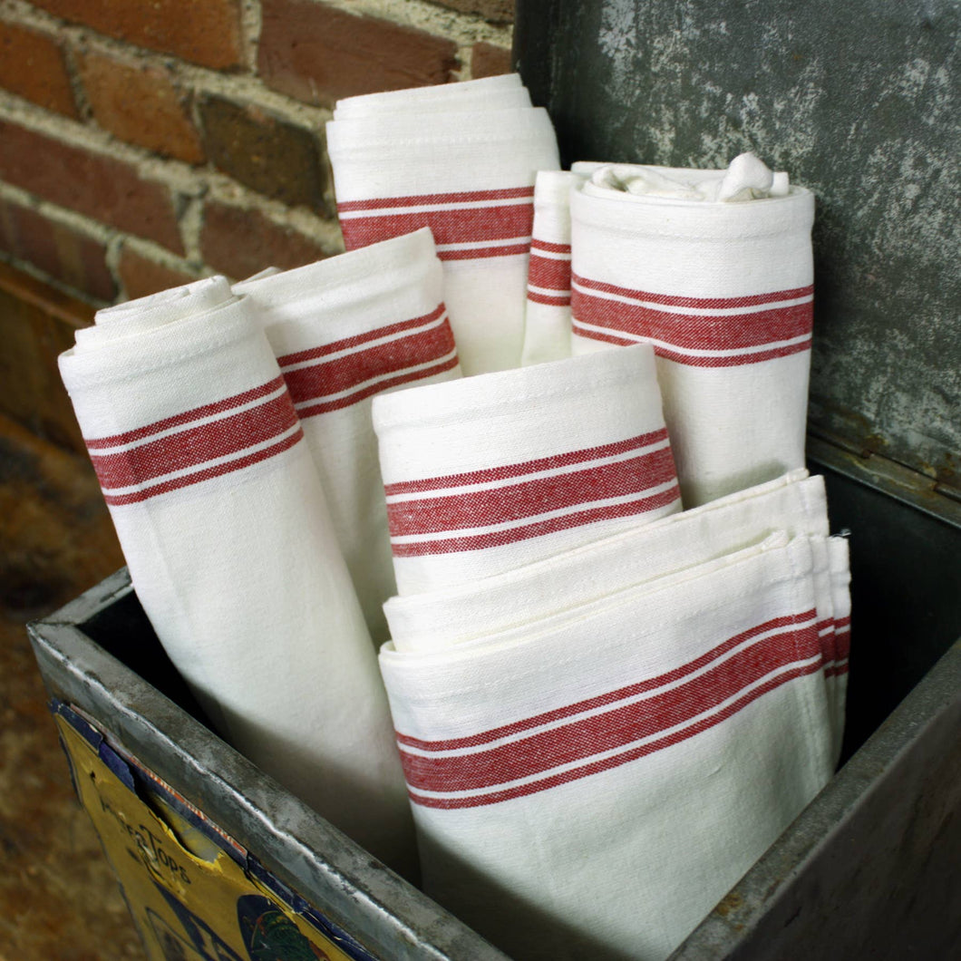 Vintage Farmhouse Retro Red Stripe Dish Towels